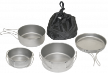 Набор круглых котелков - 3 шт. (0,6; 1,0; 1,2 л.) (титан) Три друга и подруга