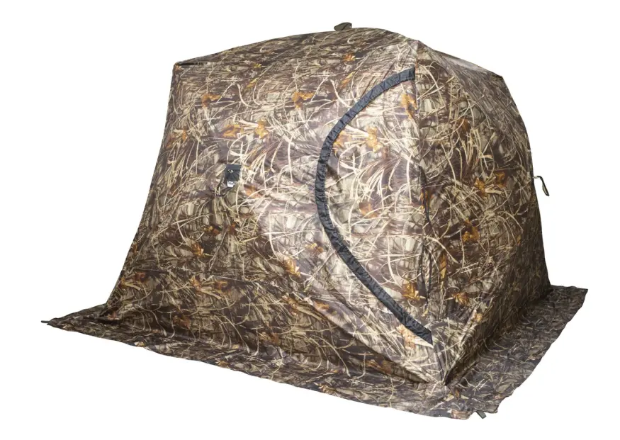Палатка зимняя КУБ 4 камуфляж (трехслойная), с навесом, швы проклеены